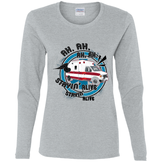 Stayin Alive Women's Long Sleeve Shirt, T-Shirts - Daily Offers And Steals