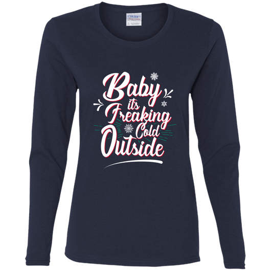 Baby It's Cold Outside Cotton Women's Christmas Shirt, T-Shirts - Daily Offers And Steals