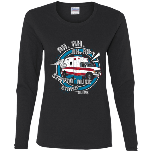 Stayin Alive Women's Long Sleeve Casual Shirt, T-Shirts - Daily Offers And Steals