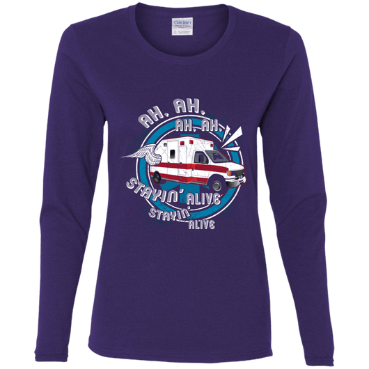 Stayin Alive Women's Long Sleeve Casual Shirt, T-Shirts - Daily Offers And Steals