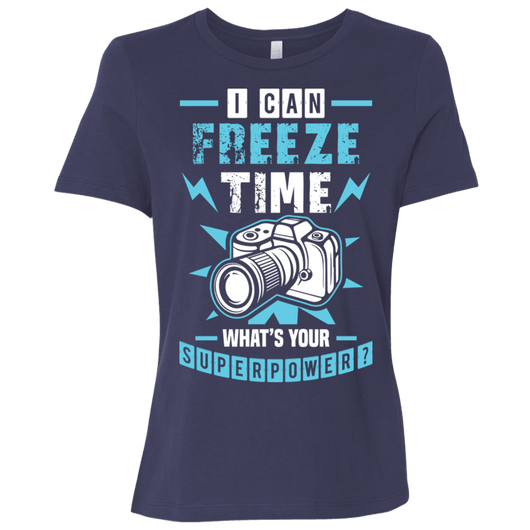 Freeze Time Photographer Womens Bella Casual T-Shirt, T-Shirts - Daily Offers And Steals