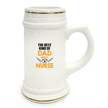 Best Dad Raises A Nurse Beer Mug, Drinkware - Daily Offers And Steals