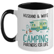 Husband and Wife Camping Novelty Two Toned Coffee Mug, mugs - Daily Offers And Steals