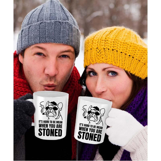 Hard To Be Mad When Stoned Funny Dog Mug, mugs - Daily Offers And Steals