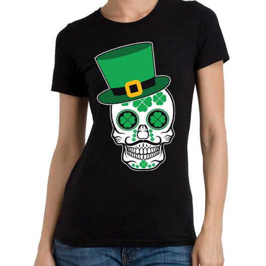 St Patricks Sugar Skull Womens Casual Shirt, Shirts And Tops - Daily Offers And Steals