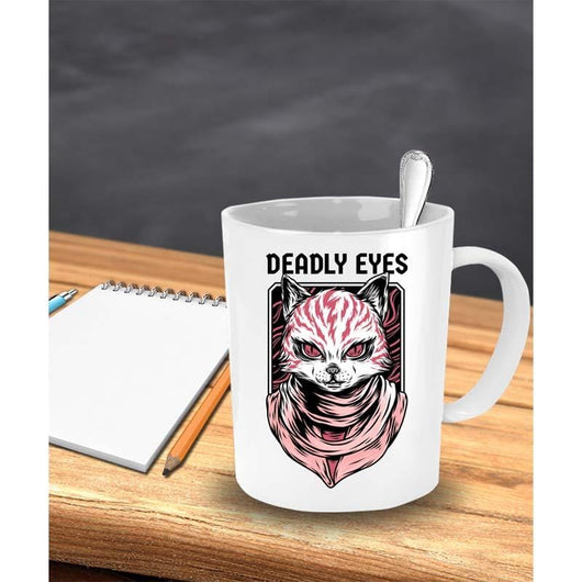 Deadly Eyes Handmade Cat Mug Sale, mugs - Daily Offers And Steals
