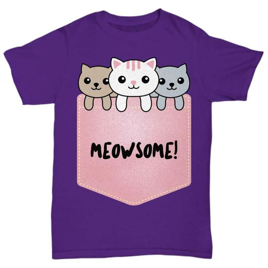 Meowsome Cute Cat Men Women Shirt, Shirts and Tops - Daily Offers And Steals
