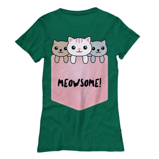 Cute Meowsome Womens Cat T-Shirt Design, Shirts and Tops - Daily Offers And Steals