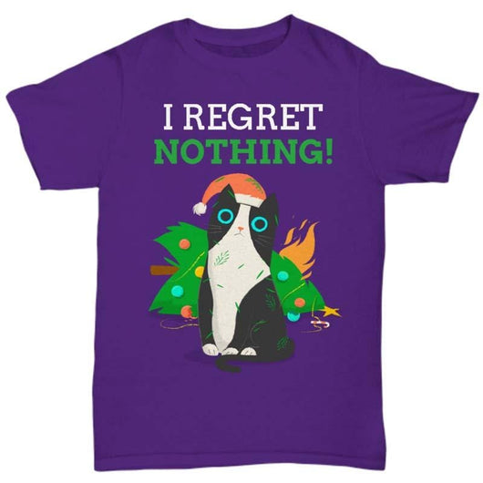 I Have No Regrets Funny Christmas Cat Lover Shirt, Shirts and Tops - Daily Offers And Steals
