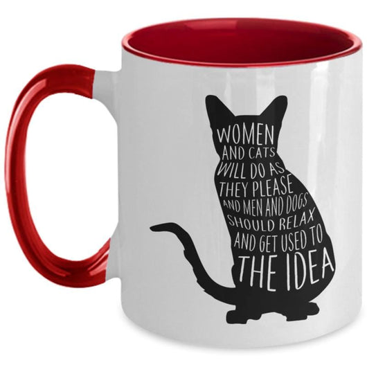 Women and Cats Lover Two-Toned Coffee Mug, mugs - Daily Offers And Steals