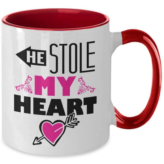 He Stole My Heart Valentines Day Two Toned Coffee Mug Gift, mugs - Daily Offers And Steals