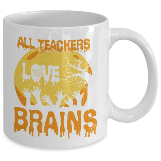 Teachers Love Brains Halloween Coffee Mug, mugs - Daily Offers And Steals