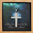 May God Watch Over You Silver Cross Necklace