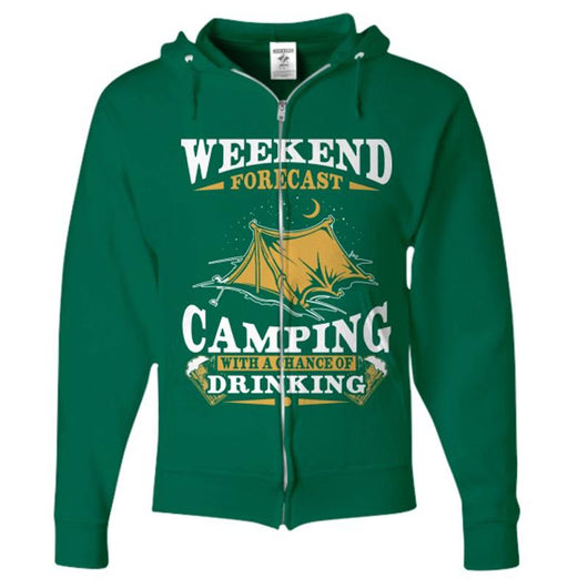 Weekend Forecast Camping Zip Up Hoodie, Shirts And Tops - Daily Offers And Steals