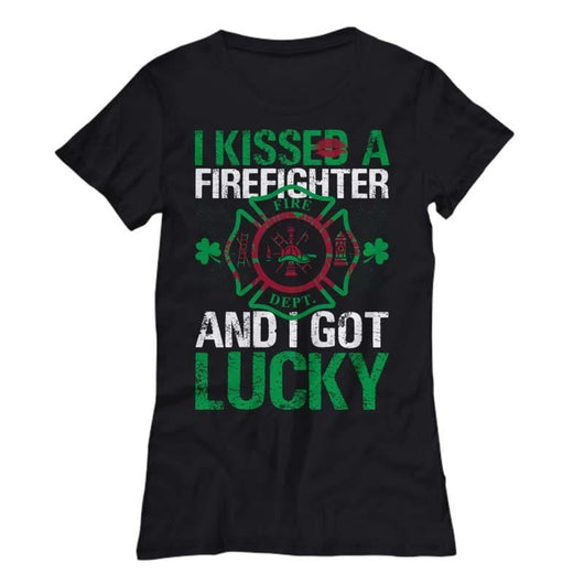 Kissed A Firefirefighter St. Patrick's Day Women's Shirt, Shirts and Tops - Daily Offers And Steals