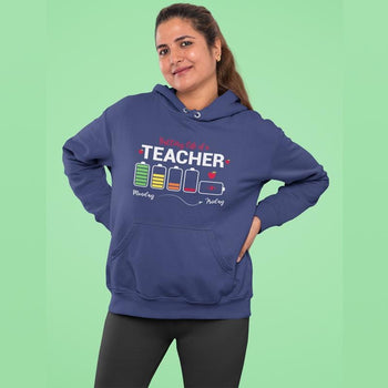 teacher wearing hoodie