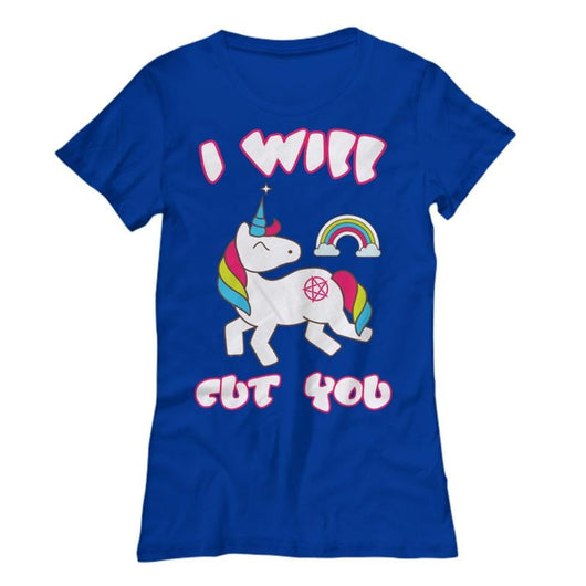 I Will Cut You Unicorn Womens Novely Casual Shirt, Shirts and Tops - Daily Offers And Steals