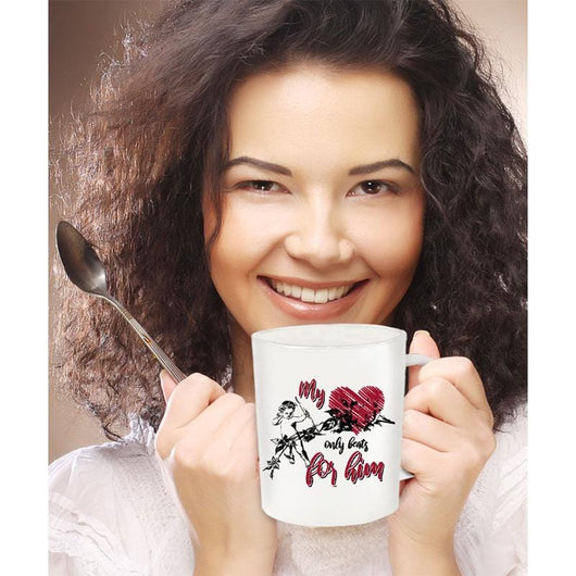 My Heart Beats for Him Valentines Day Coffee Mug, mugs - Daily Offers And Steals